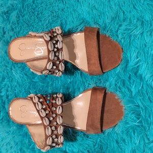 Jessica Simpson Brown Beaded Women's Sandals.  Never Worn